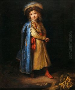 Boy in Polish dress drawing his sword
