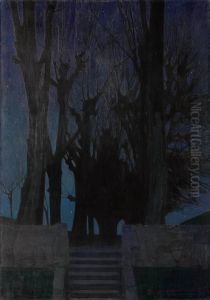 Weidenbaume bei Nacht