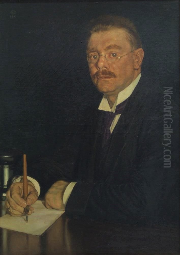 Schriftsteller Ottomar Enking Oil Painting by Oskar Zwintscher