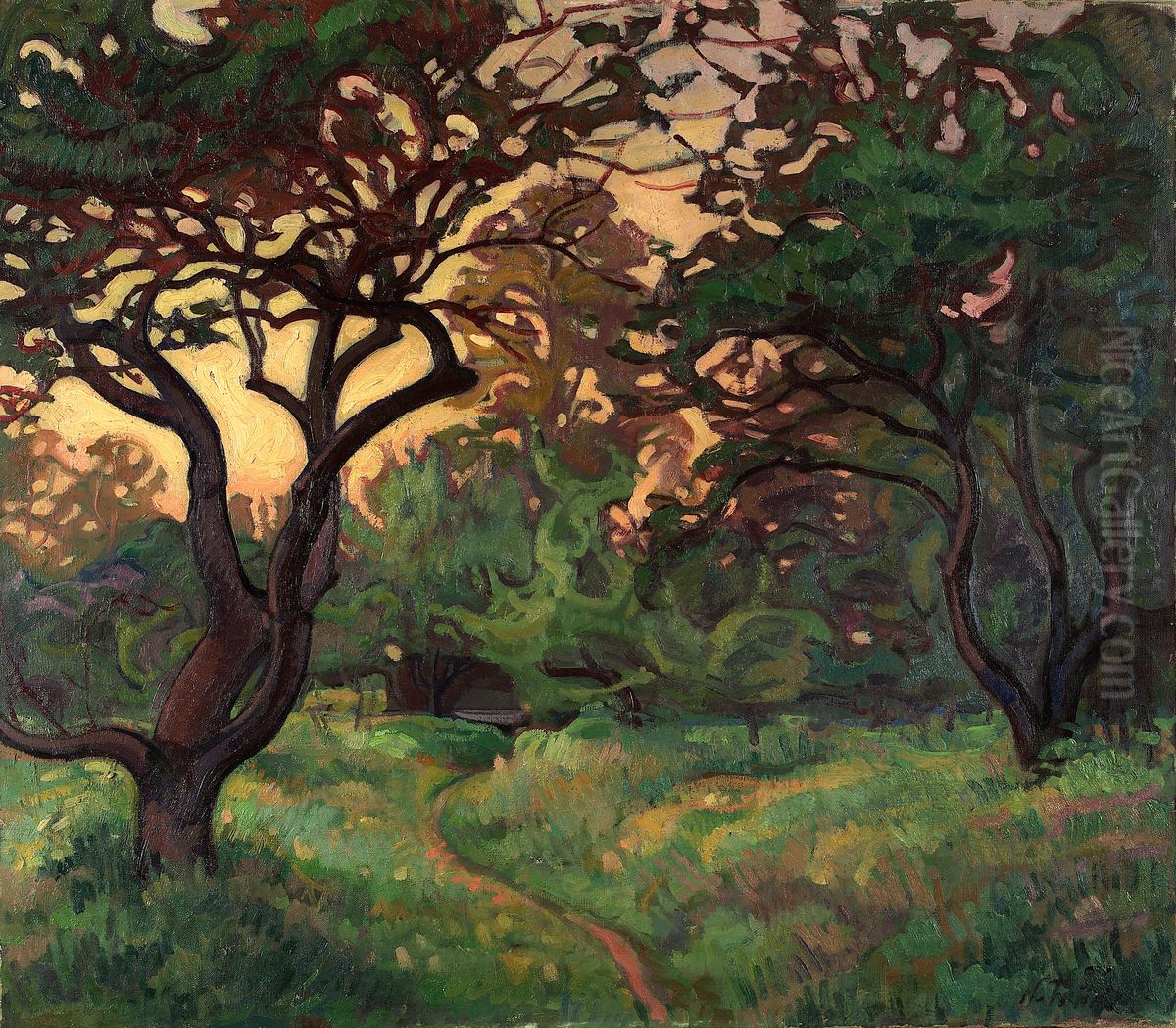 Old Garden Oil Painting by Nikolai Triik