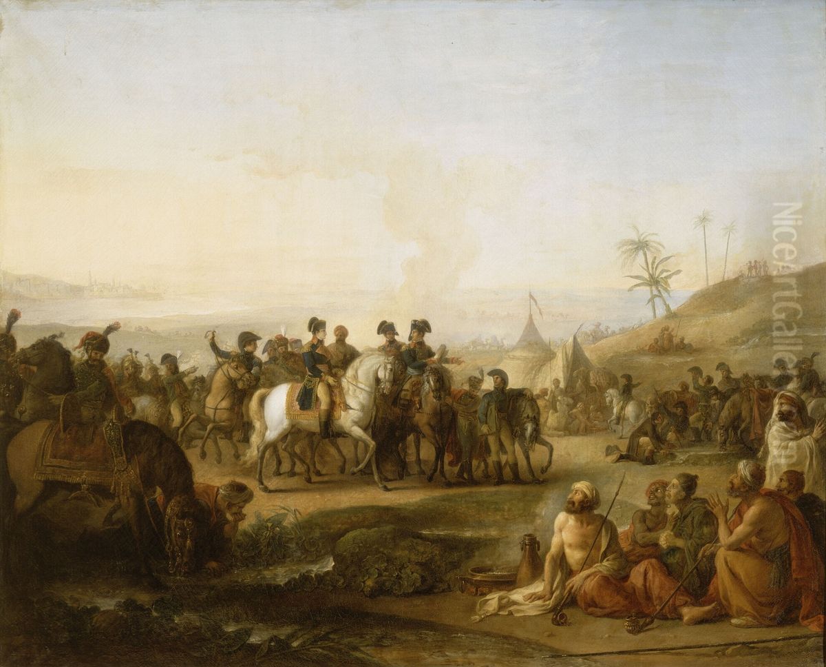 Bonaparte visiting the fountains of Moses in December 1798 Oil Painting by Jean-Simon Berthelemy