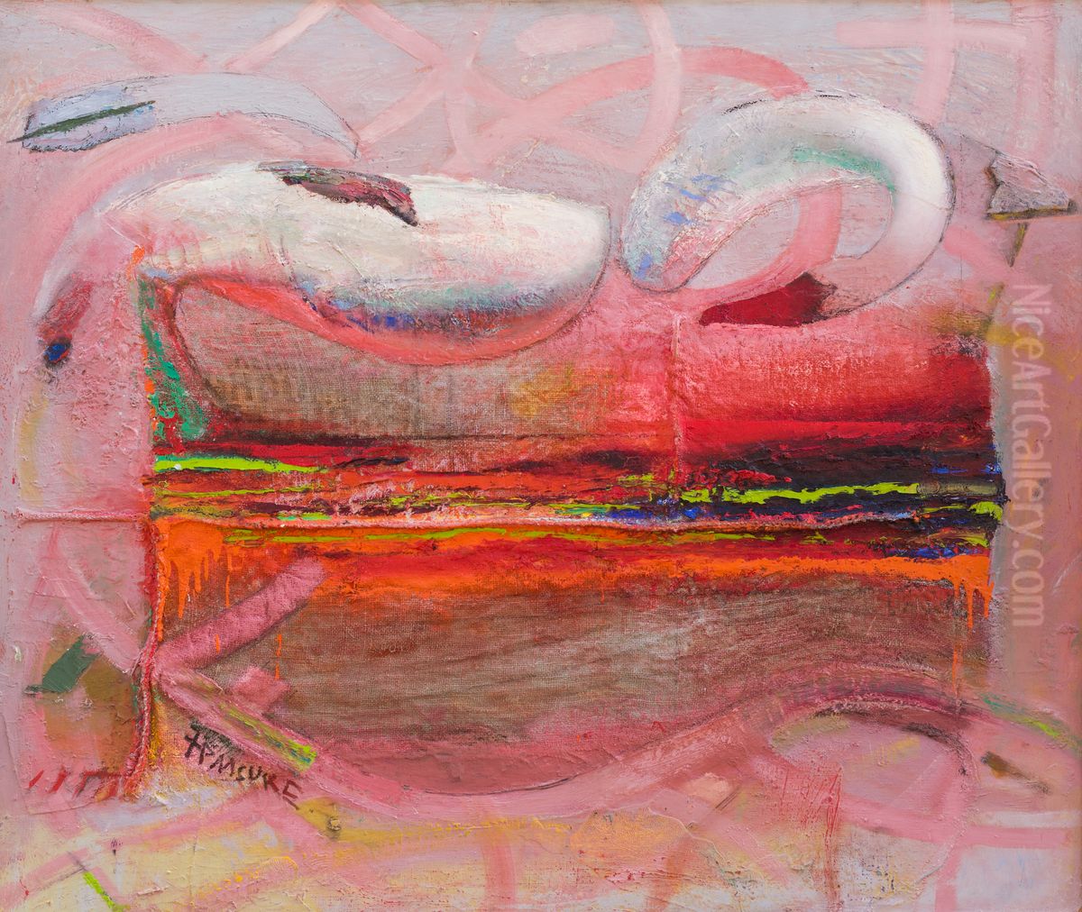 Swan Carpet Oil Painting by Tiit Paasuke