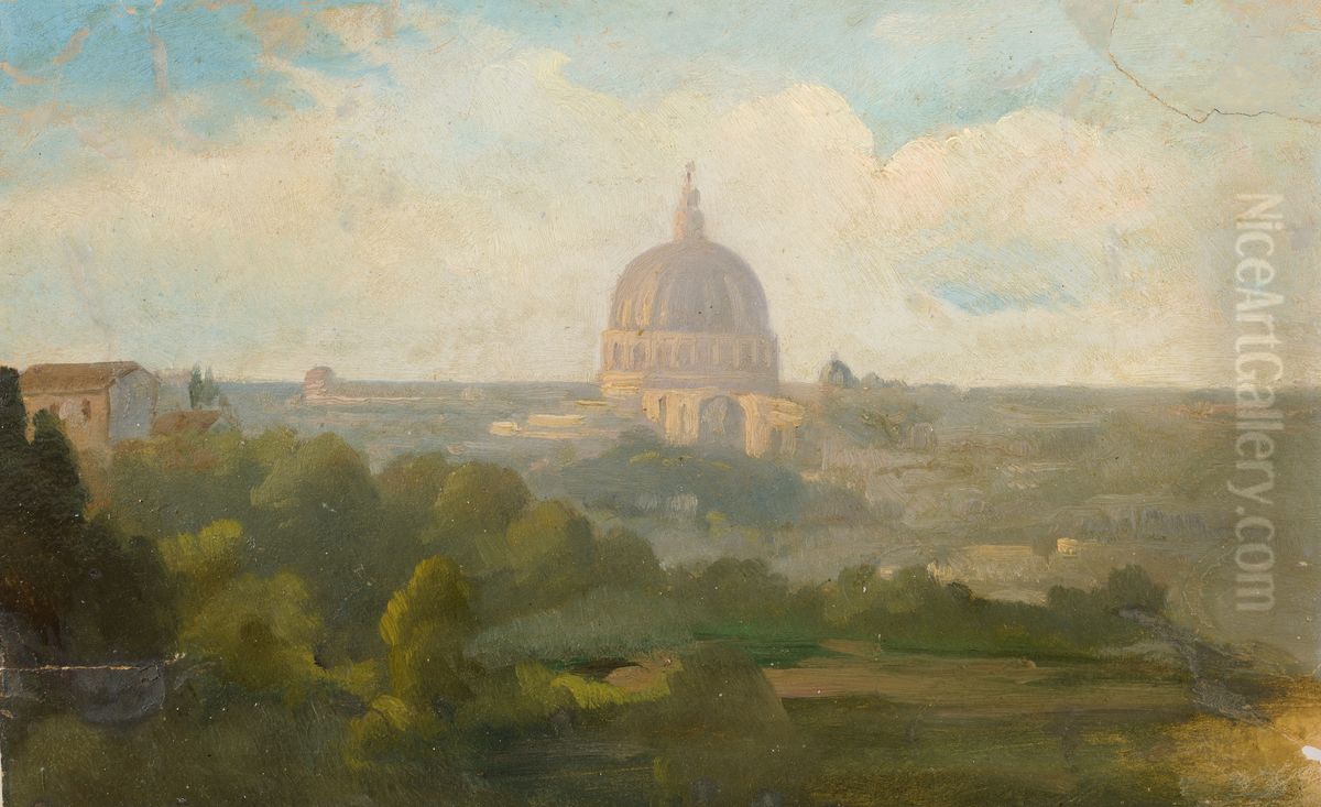 St Peter's Basilica in Rome Oil Painting by Julie Wilhelmine Hagen-Schwarz