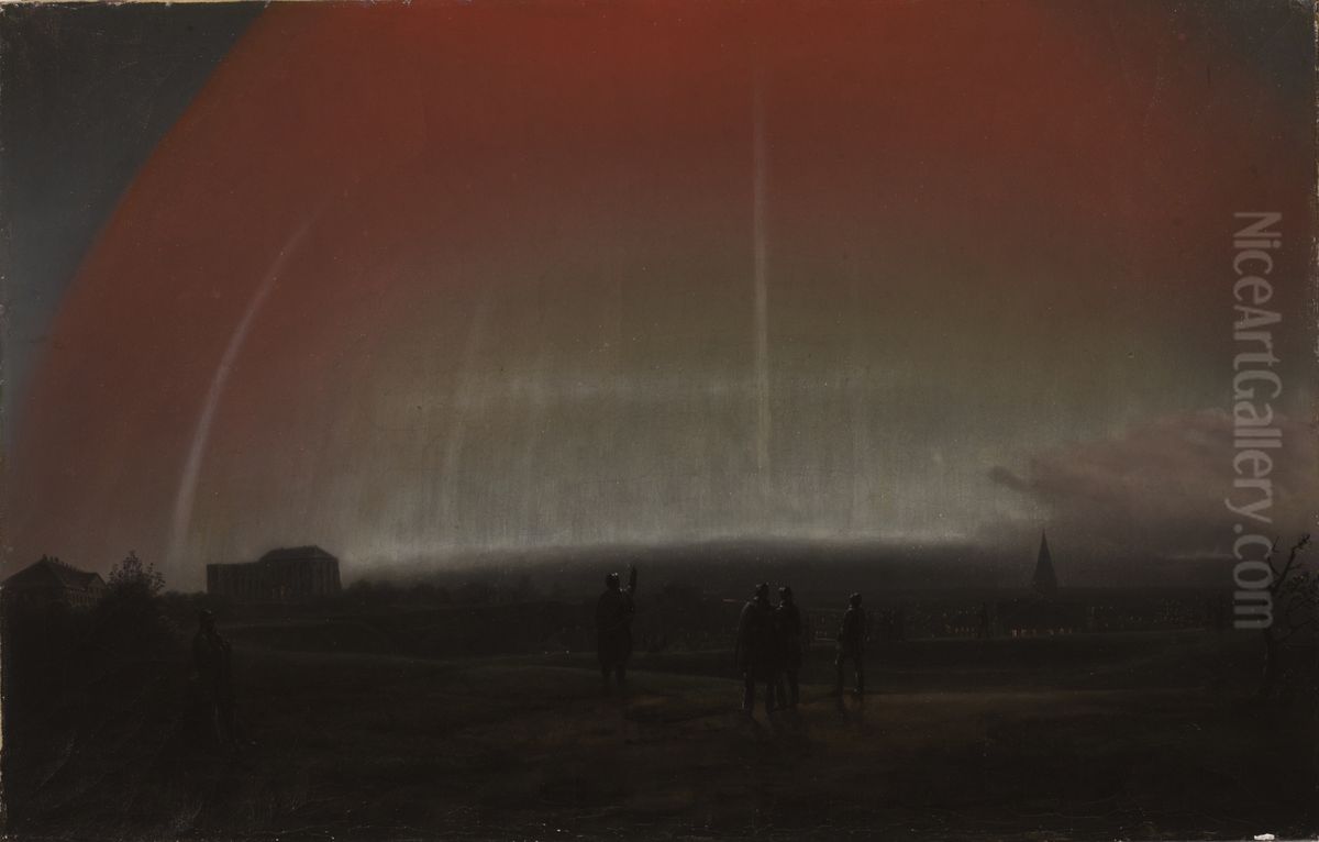 Northern lights Oil Painting by August Matthias Hagen