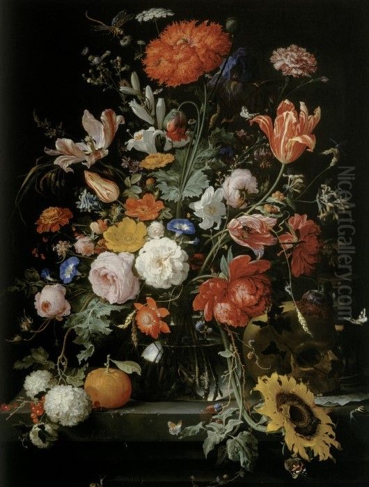 Blumenstillleben Oil Painting by Abraham Mignon