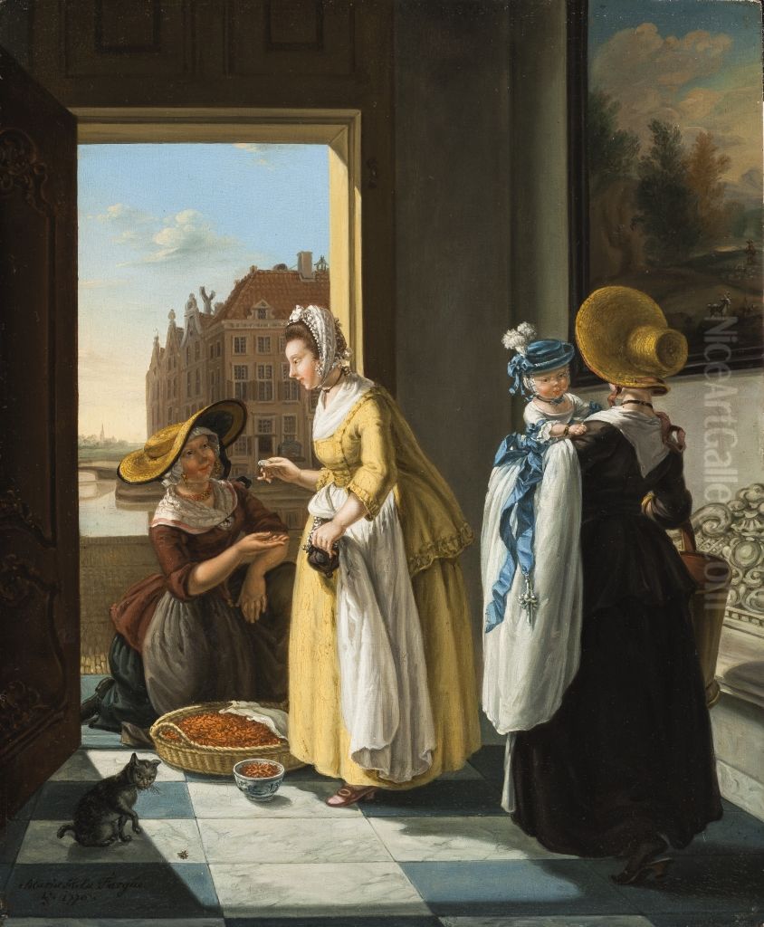 The shrimp seller Oil Painting by Maria Margaretha La Fargue