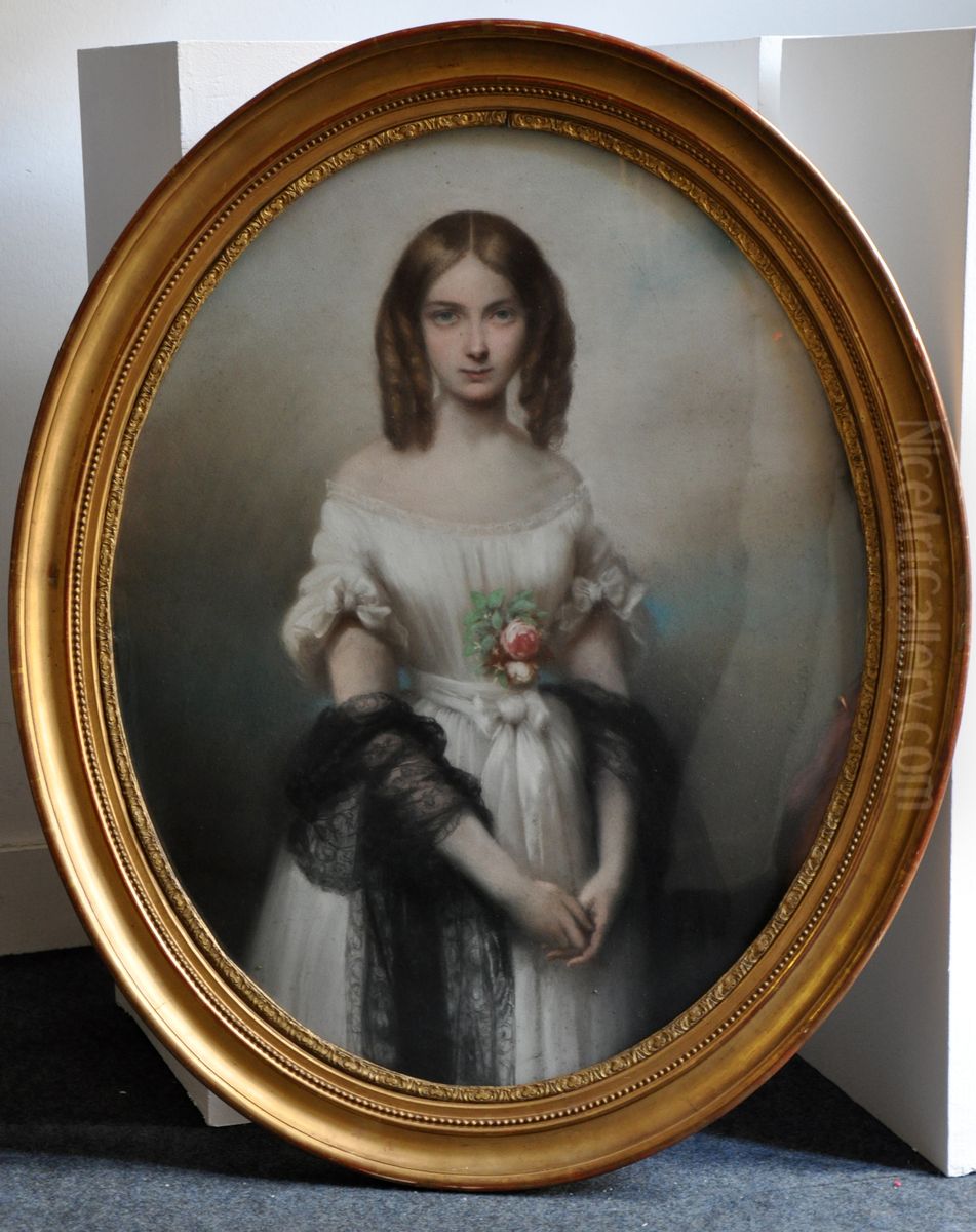 Portrait de madame Henri Galos, nee Isabelle Foy Oil Painting by Antonin Moine