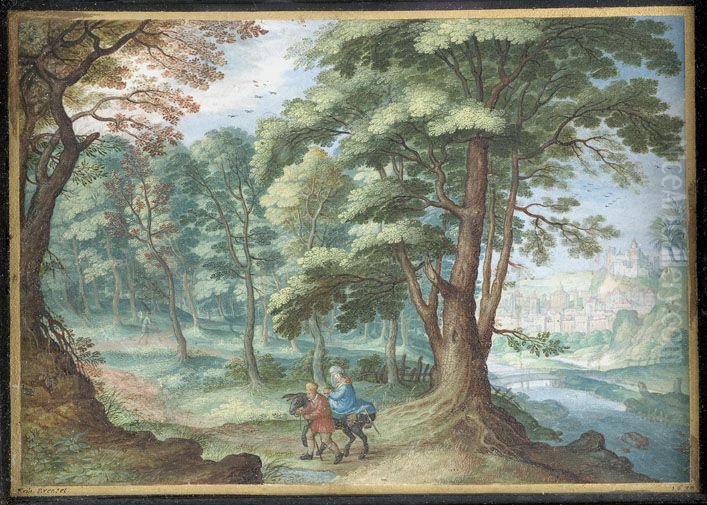 Flucht aus Agypten Oil Painting by Friedrich The Elder Brentel