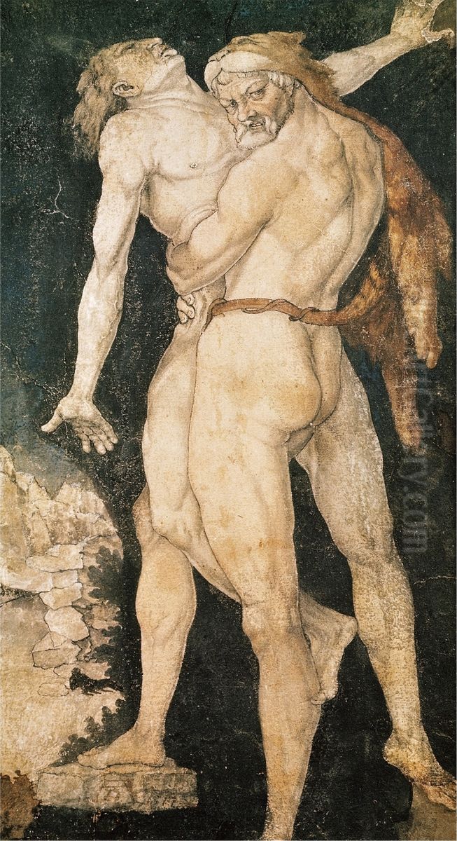 Heracles and Antaeus Oil Painting by Hans Baldung Grien
