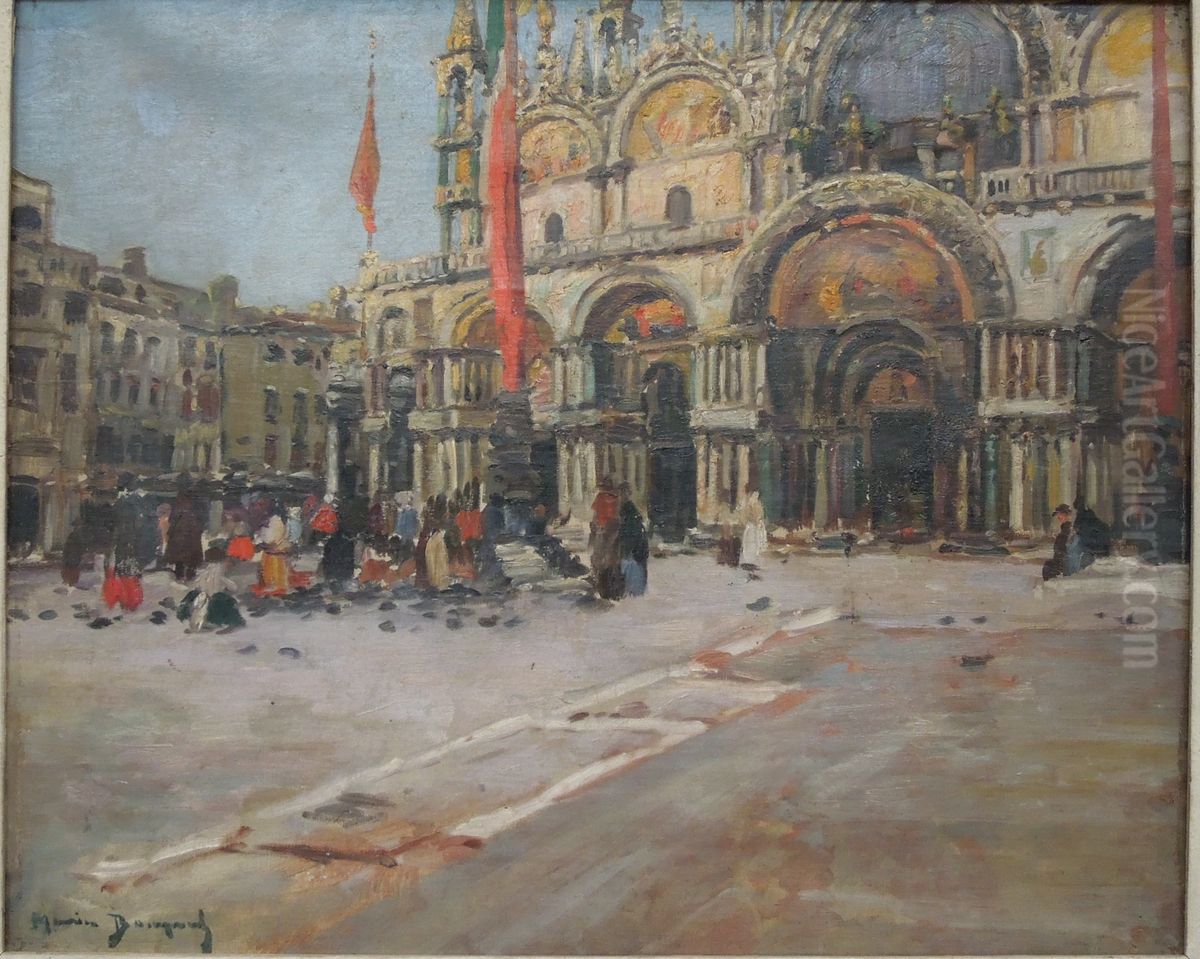 St. Mark's Square in Venice Oil Painting by Maurice Bompard