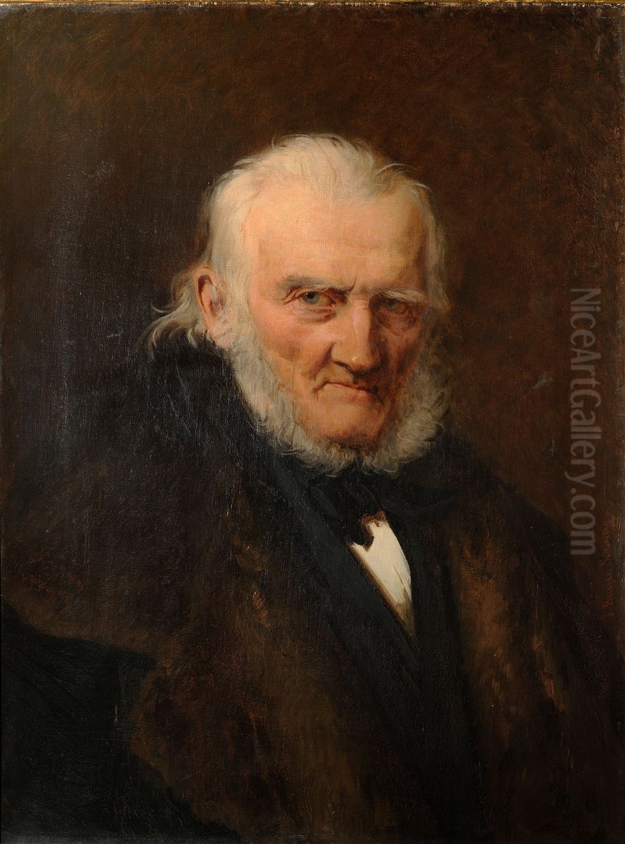 Portrait of Artist August Hagen Oil Painting by Julie Wilhelmine Hagen-Schwarz