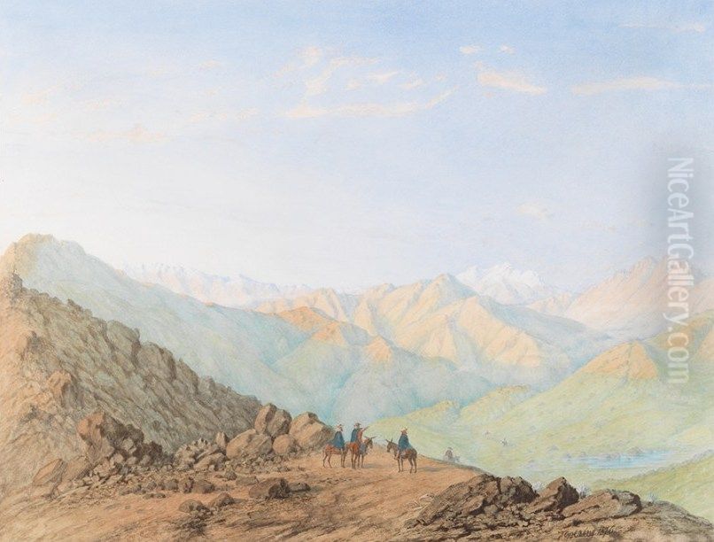 The Cordillera, Venezuela, with Travelers on a Road Oil Painting by Anton Goering