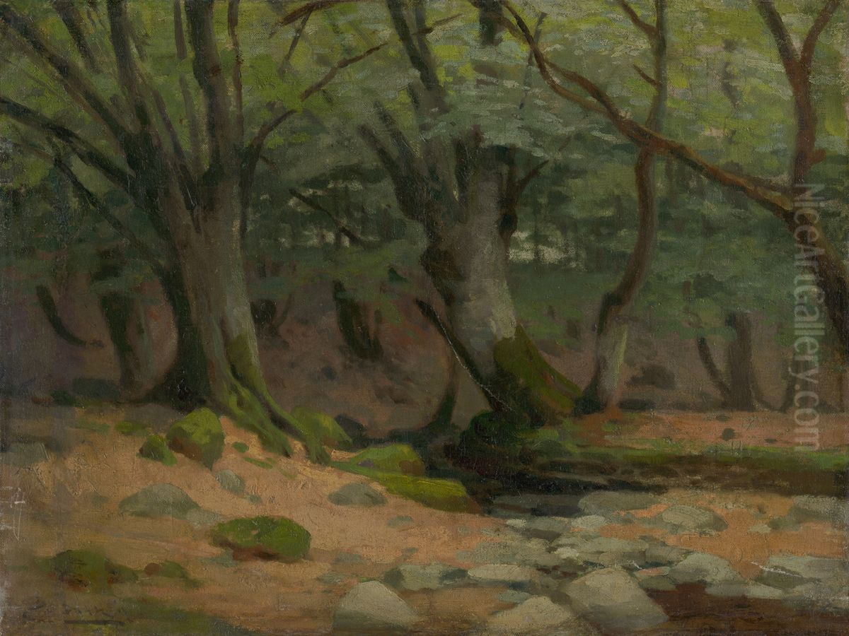Trees Oil Painting by Lajos Csordak