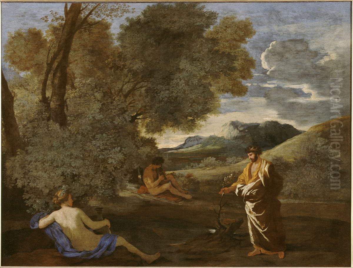 Midas transformant en or le rameau d'une yeuse, dit autrefoisNuma Pompilius et la nymphe Egerie Oil Painting by Nicolas Poussin