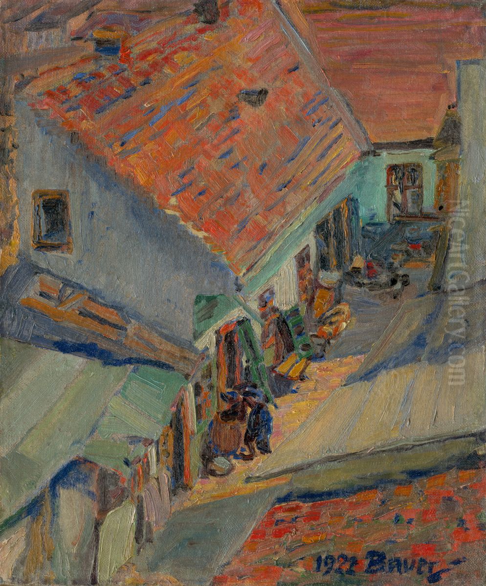 Pred domom Oil Painting by Konstantin Bauer