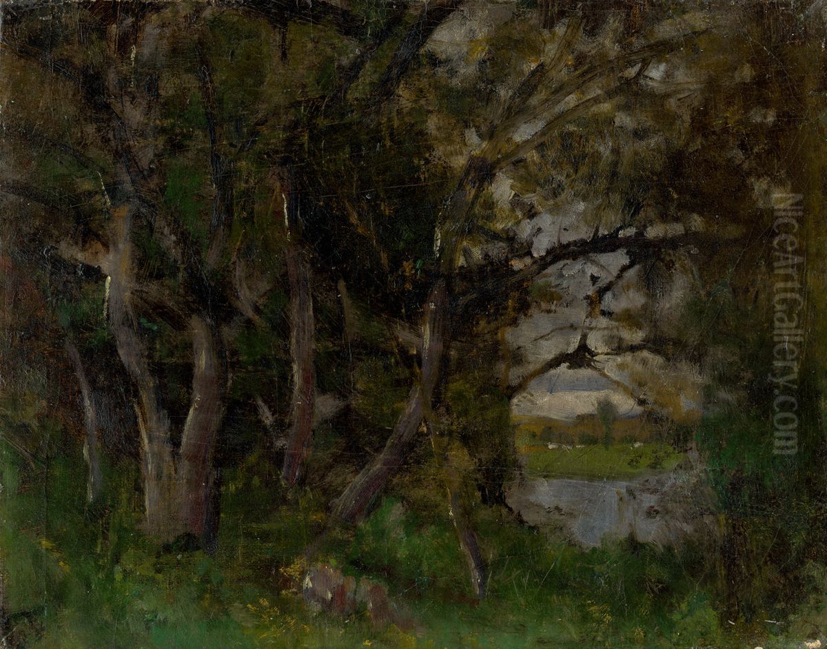 Early Evening Motif in a Park in Strazky Oil Painting by Laszlo Mednyanszky