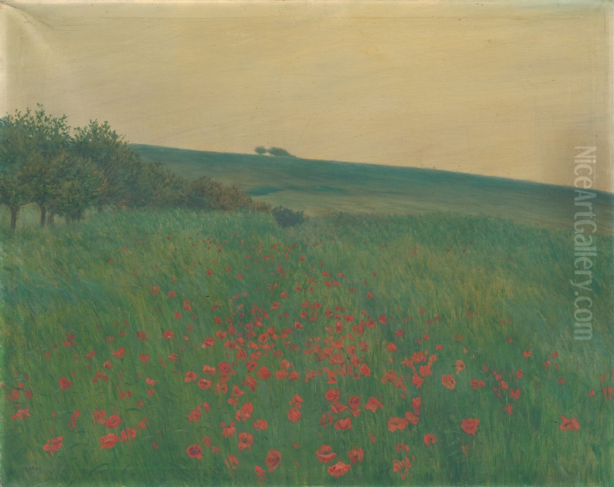 Cervene maky Oil Painting by Frantisek Kavan
