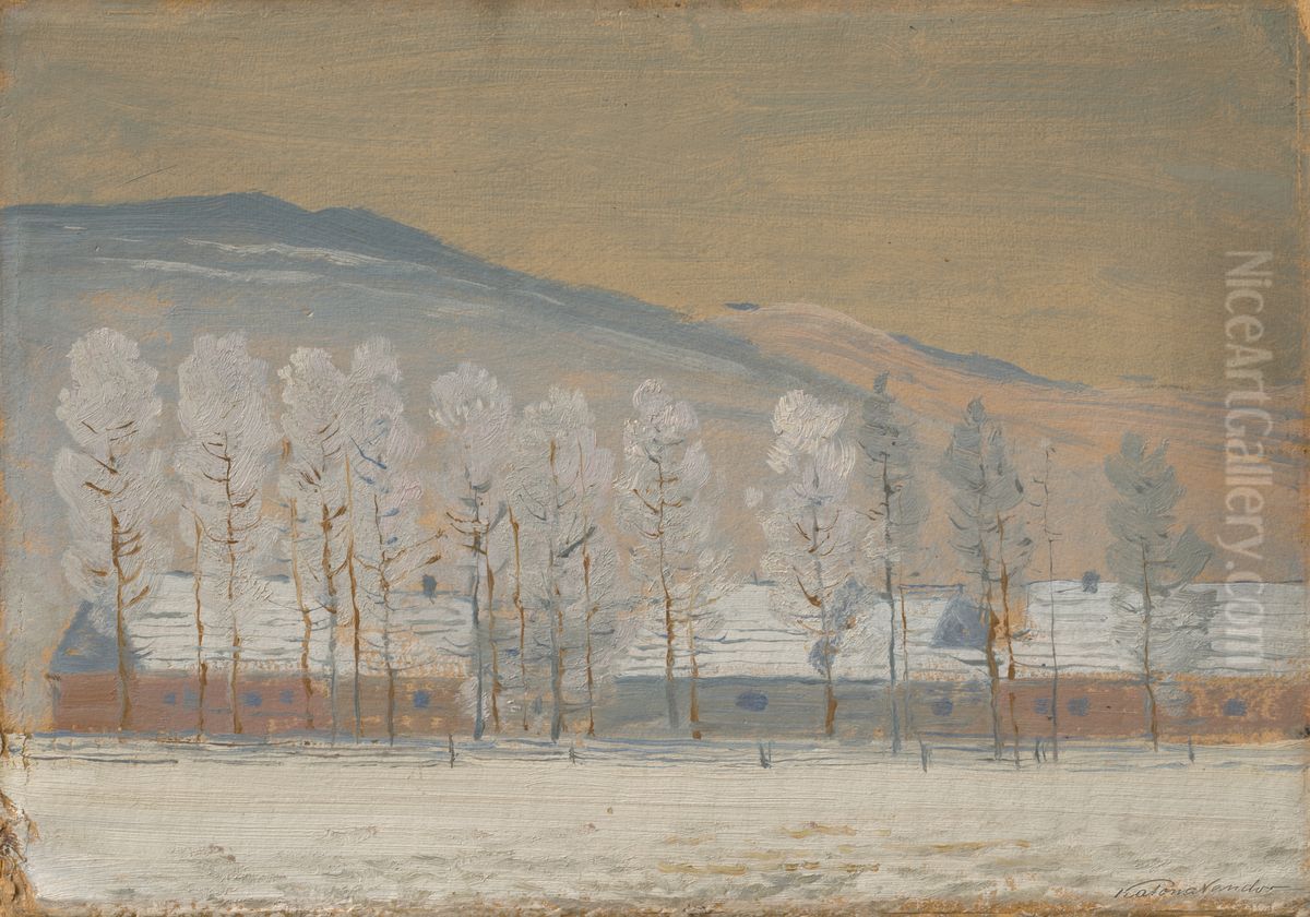 Winter Landscape near Zdiar Oil Painting by Nandor Katona