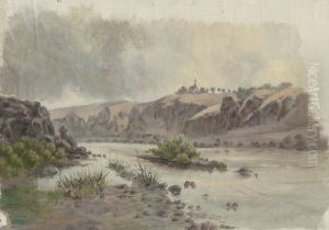 Church on a Bank above a River