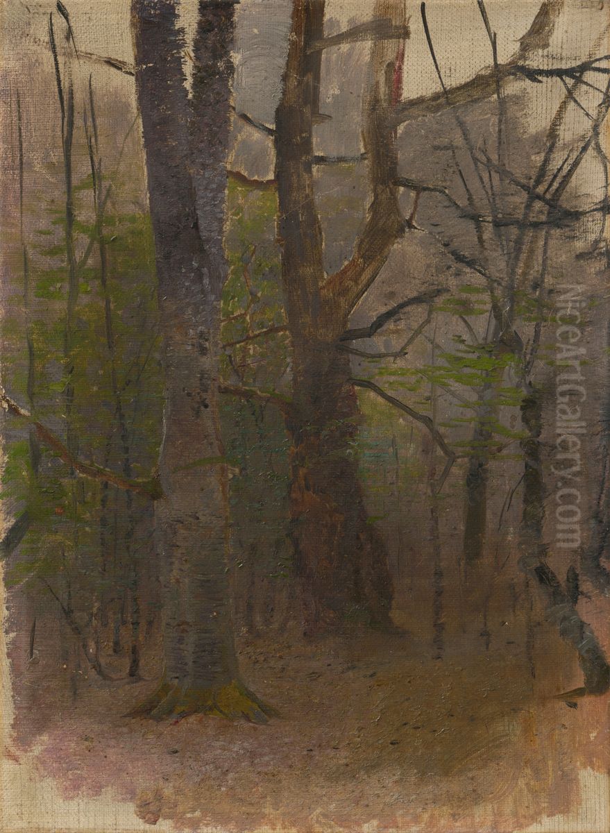 Early Spring. Forest Oil Painting by Laszlo Mednyanszky