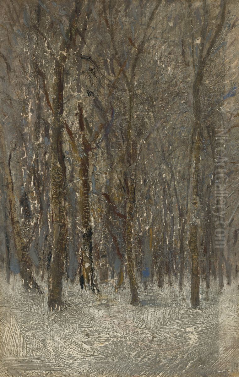 Zimny les Oil Painting by Laszlo Mednyanszky