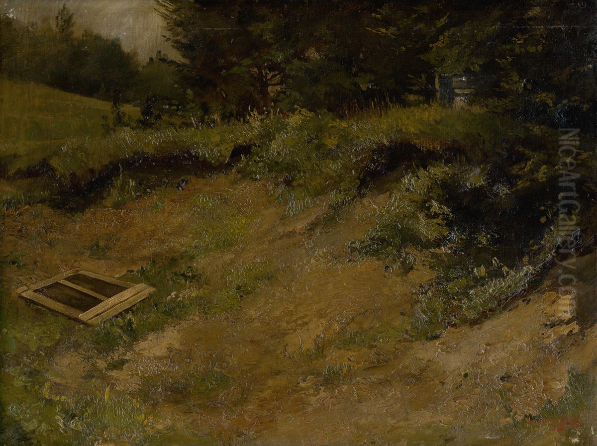 Study of a Landscape Oil Painting by Bela Benczur