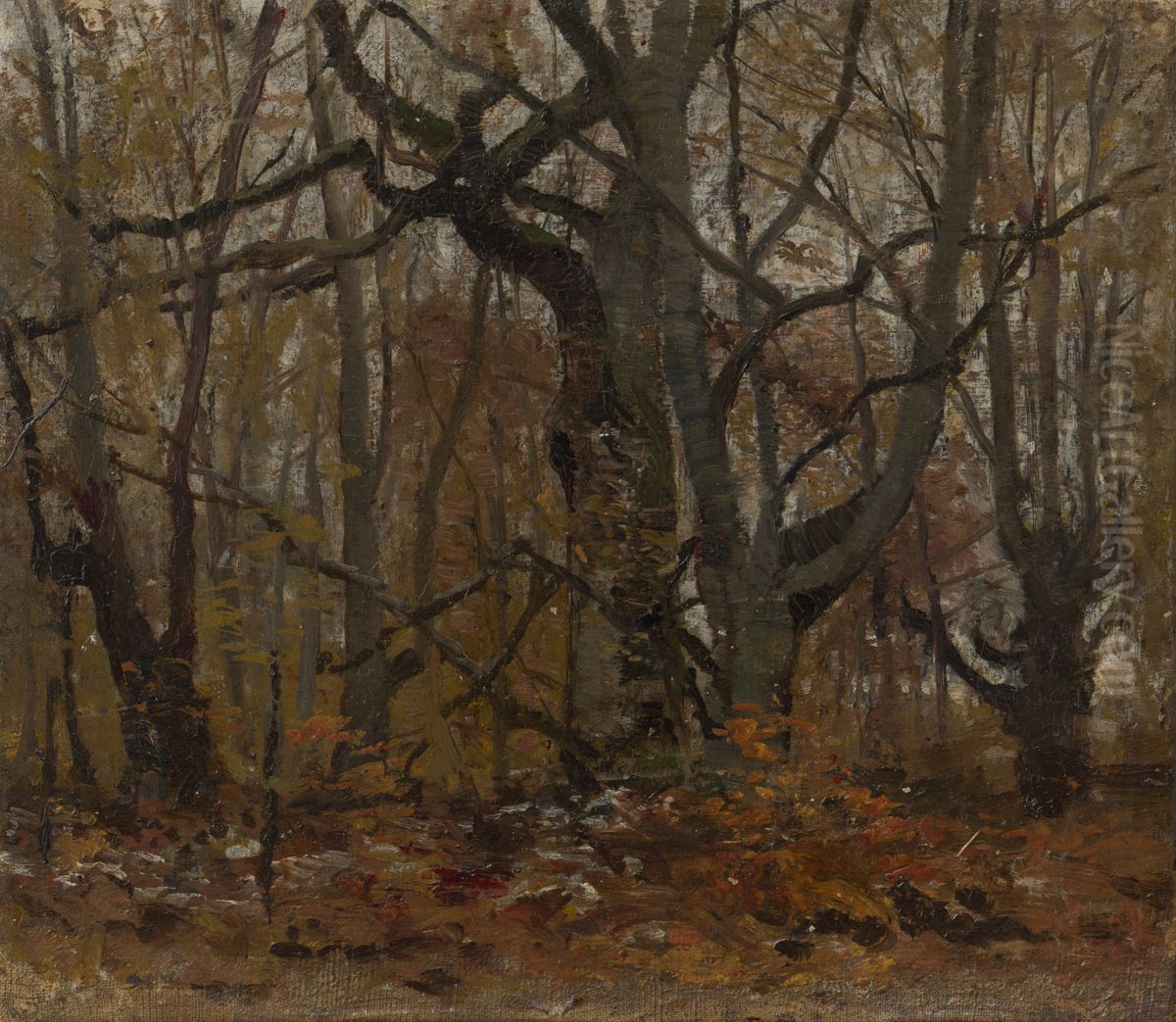 Autumn Forest Oil Painting by Laszlo Mednyanszky
