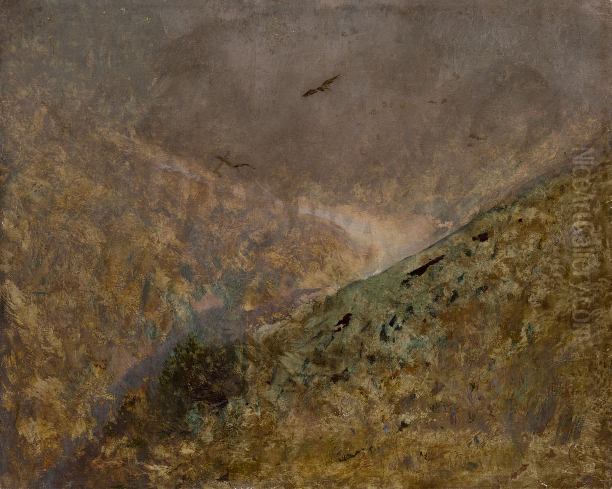 Valley with Birds of Prey Oil Painting by Laszlo Mednyanszky
