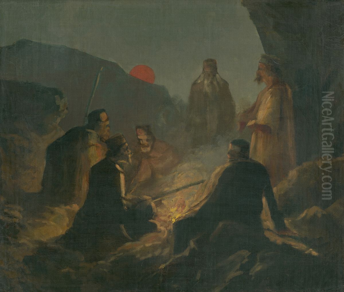 By the Fire (Partisans) Oil Painting by Cyril Kutlik