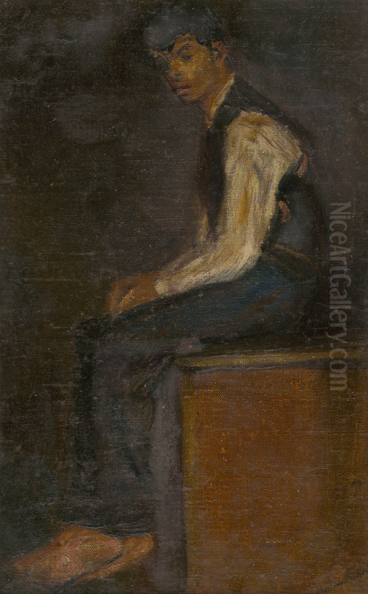 Studia sediaceho muza Oil Painting by Laszlo Mednyanszky