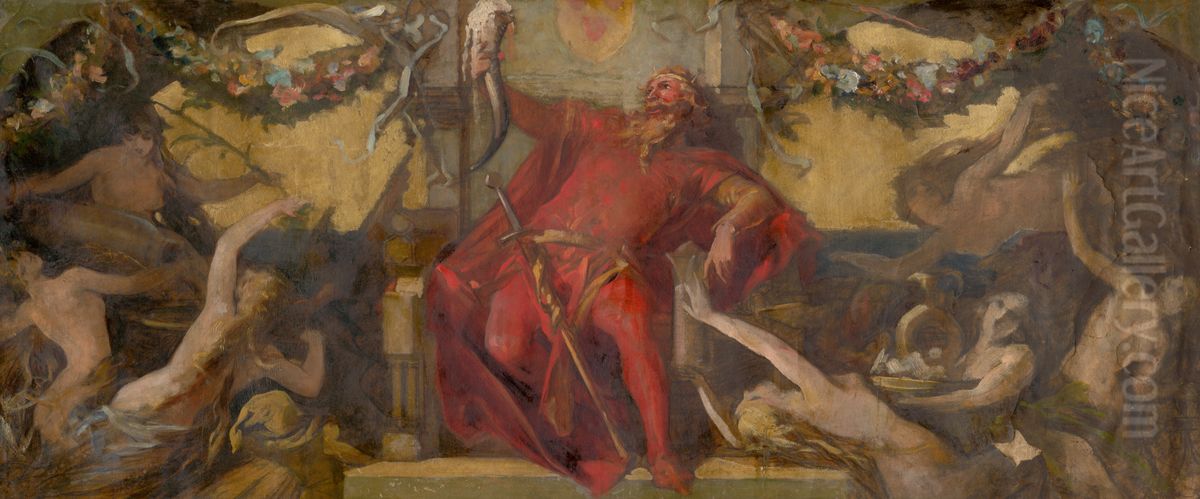 Gambrinus - Study for the Decorative Panel Oil Painting by Hans Makart