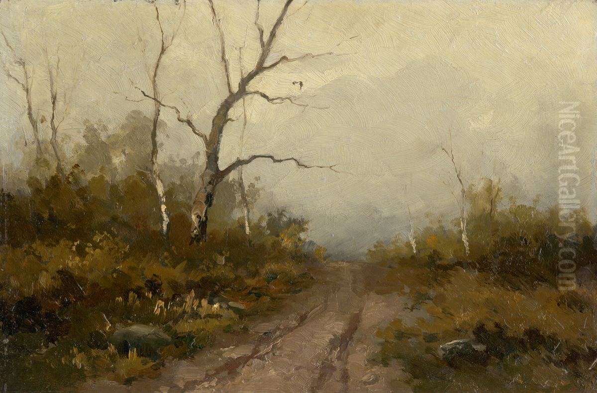 Forest Motif Oil Painting by Felician Moczik
