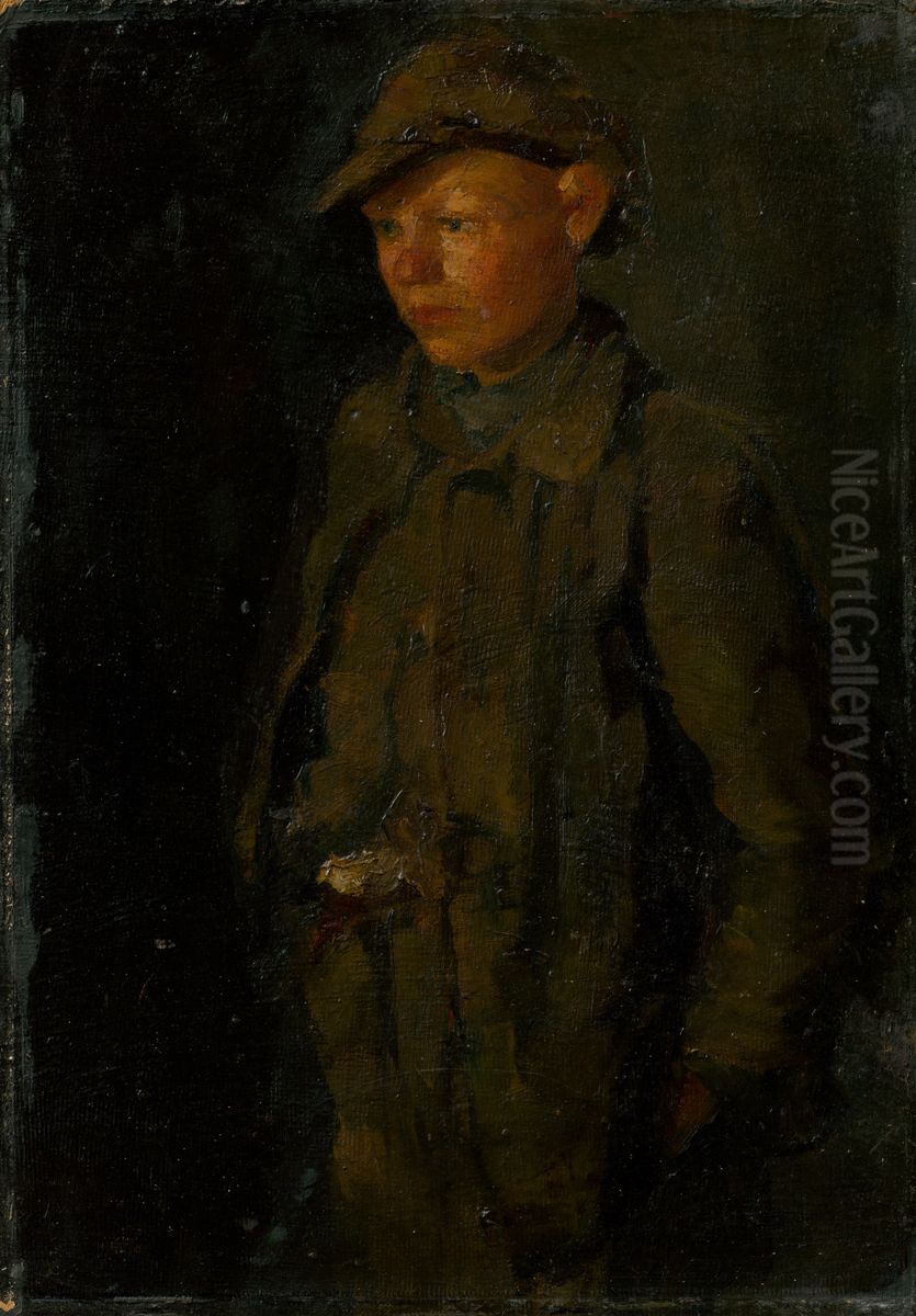 Standing Boy Oil Painting by Laszlo Mednyanszky