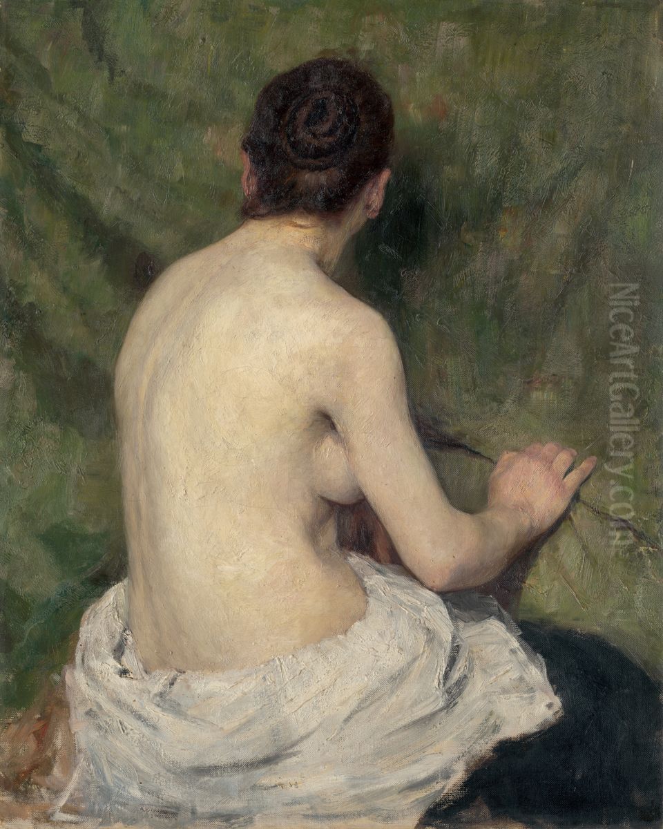 Studia zenskeho aktu Oil Painting by Jozef Hanula