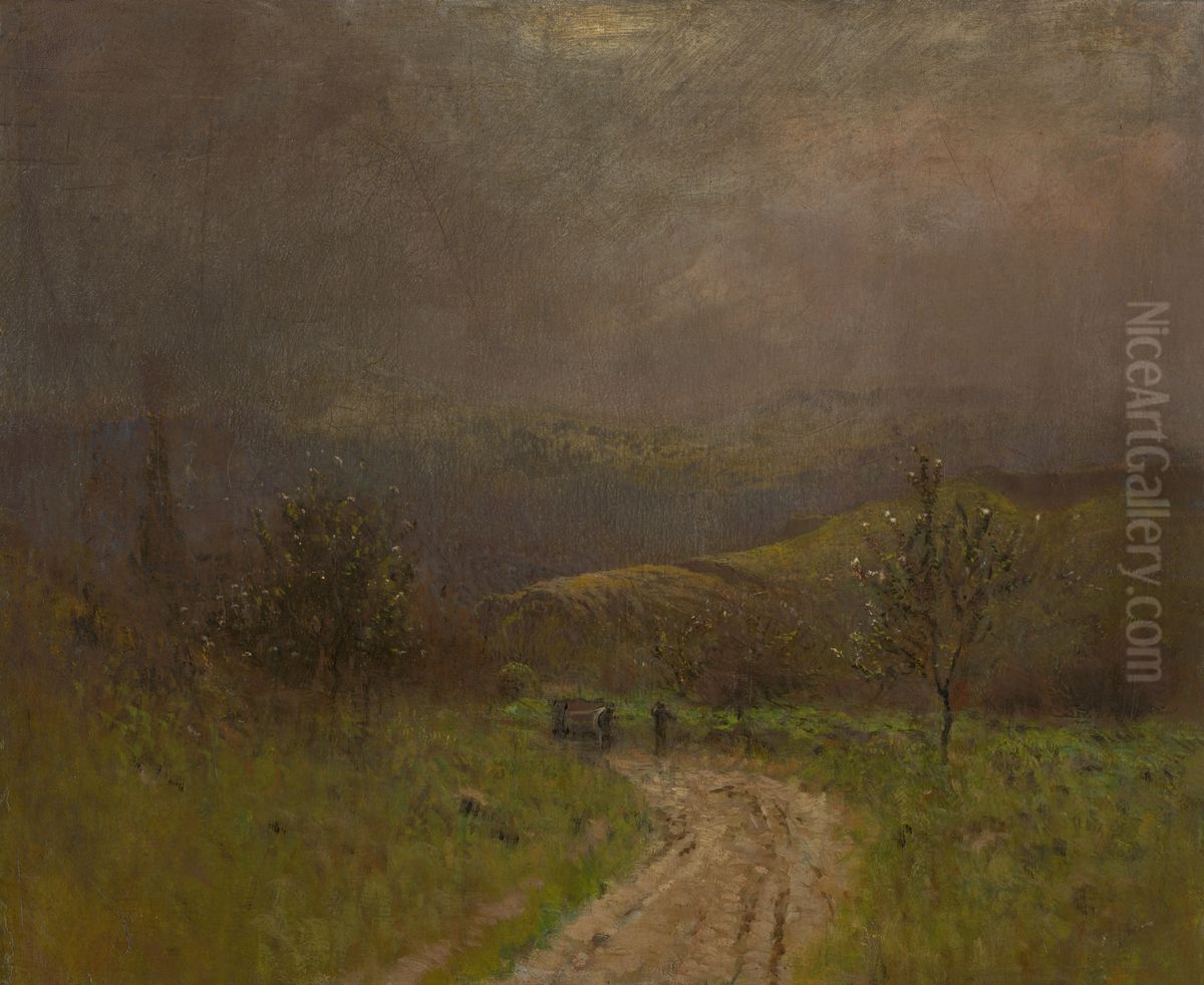 Autumn Landscape in the Early Evening Oil Painting by Laszlo Mednyanszky