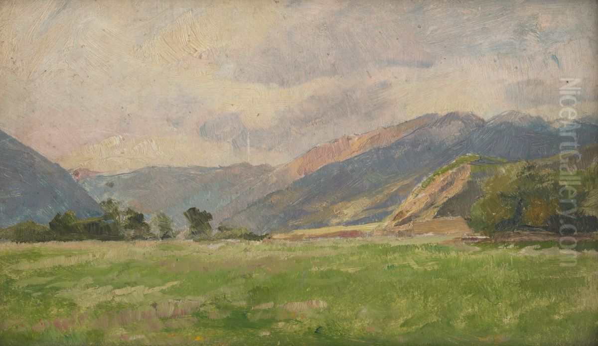 Mountain Meadow Oil Painting by Lajos Csordak