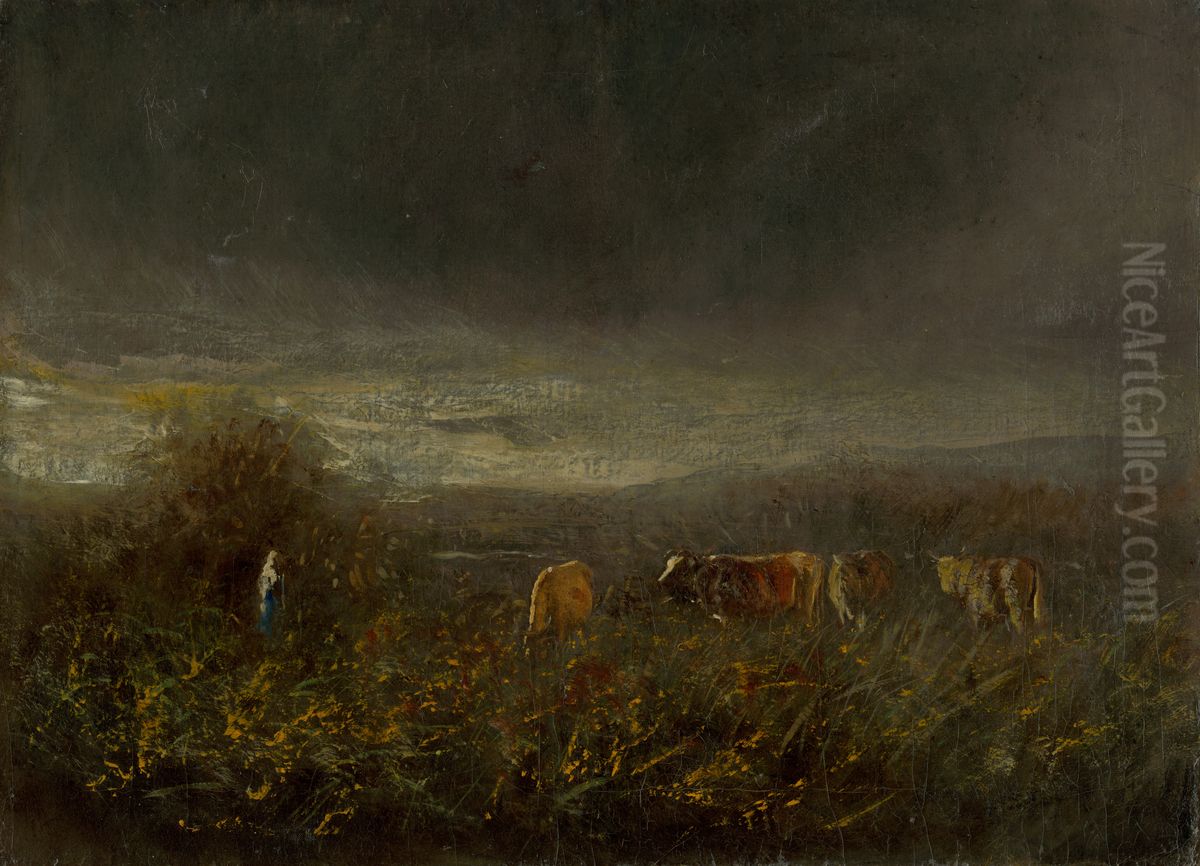 Evening at the Pasture Oil Painting by Laszlo Mednyanszky