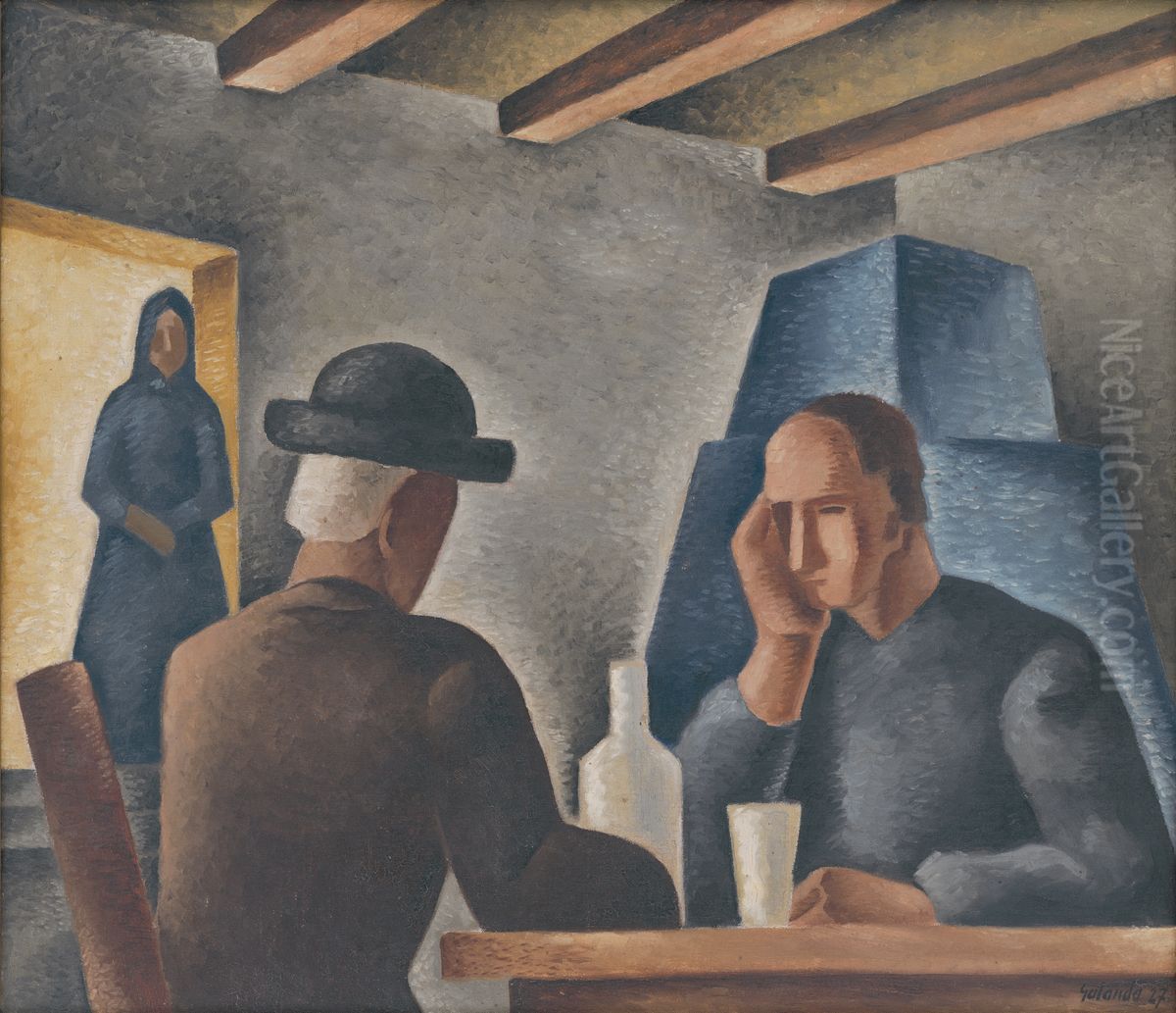 In an Inn Oil Painting by Mikulas Galanda