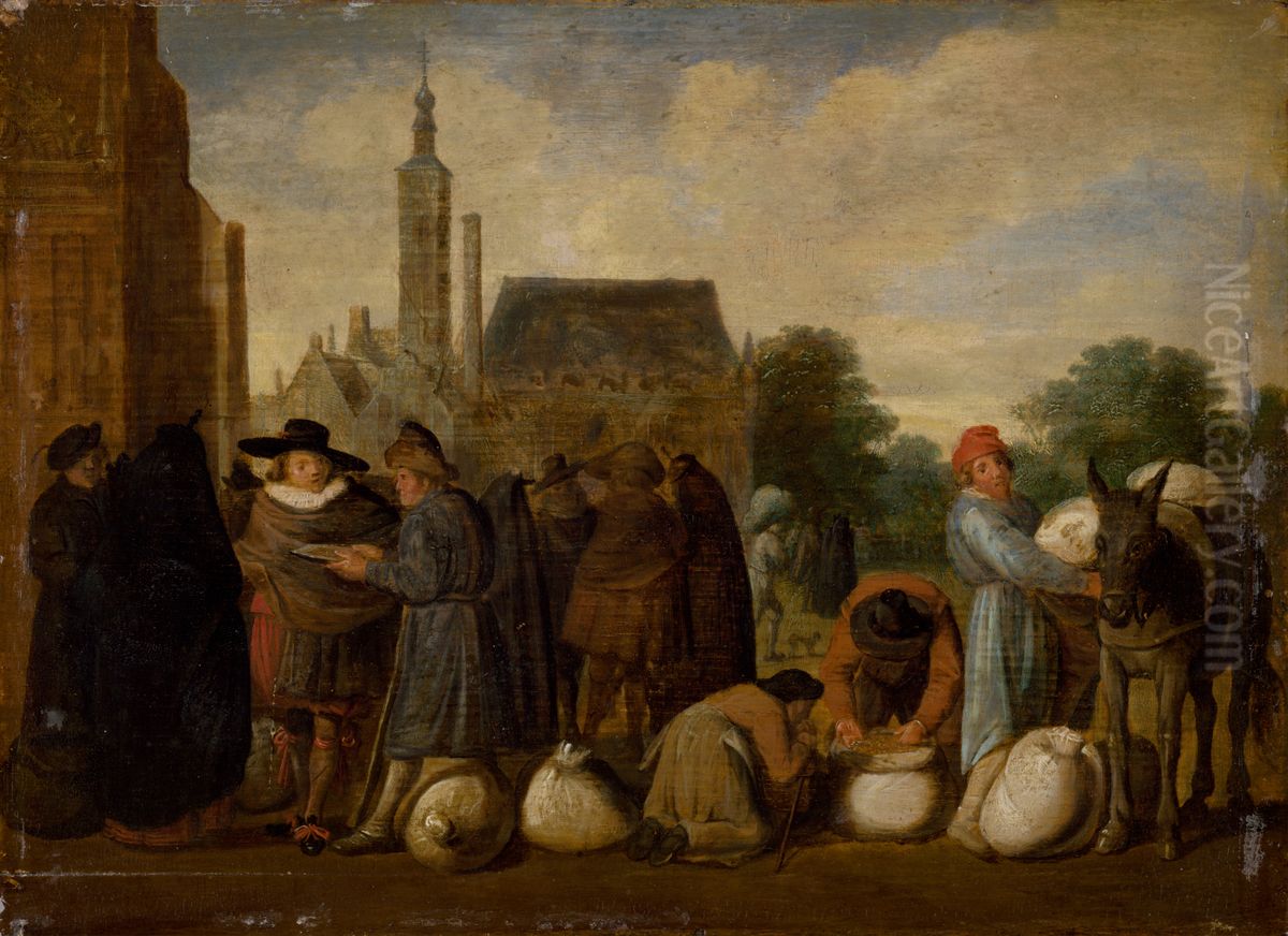 At the Market Oil Painting by Sybrand Van Beest