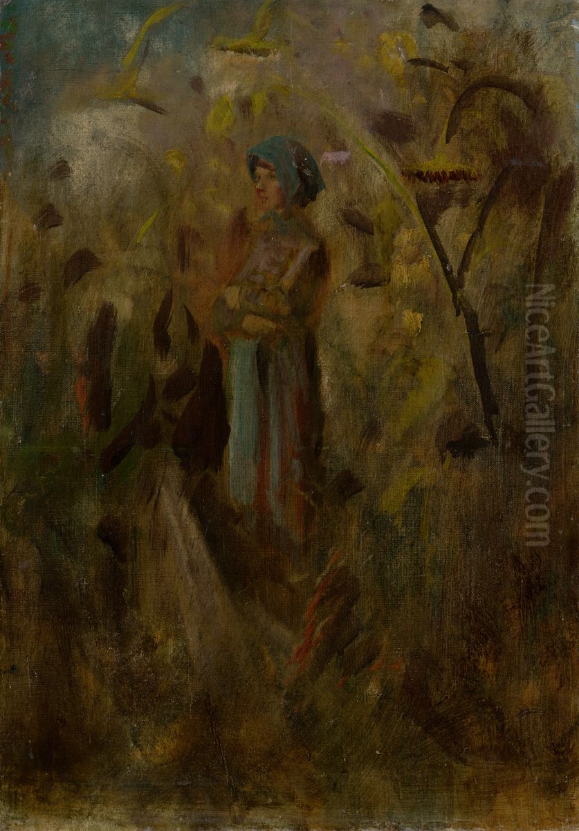 Girl on a Field Oil Painting by Laszlo Mednyanszky