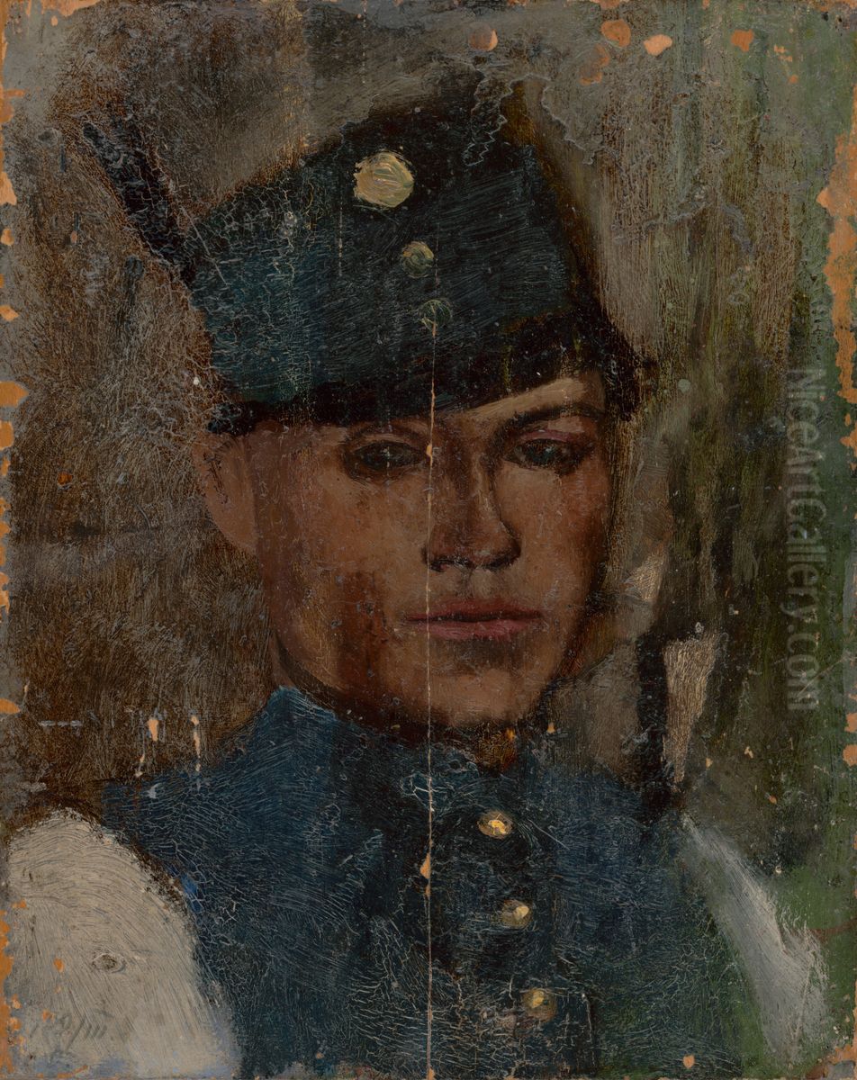 Studia hlavy vojaka Oil Painting by Laszlo Mednyanszky