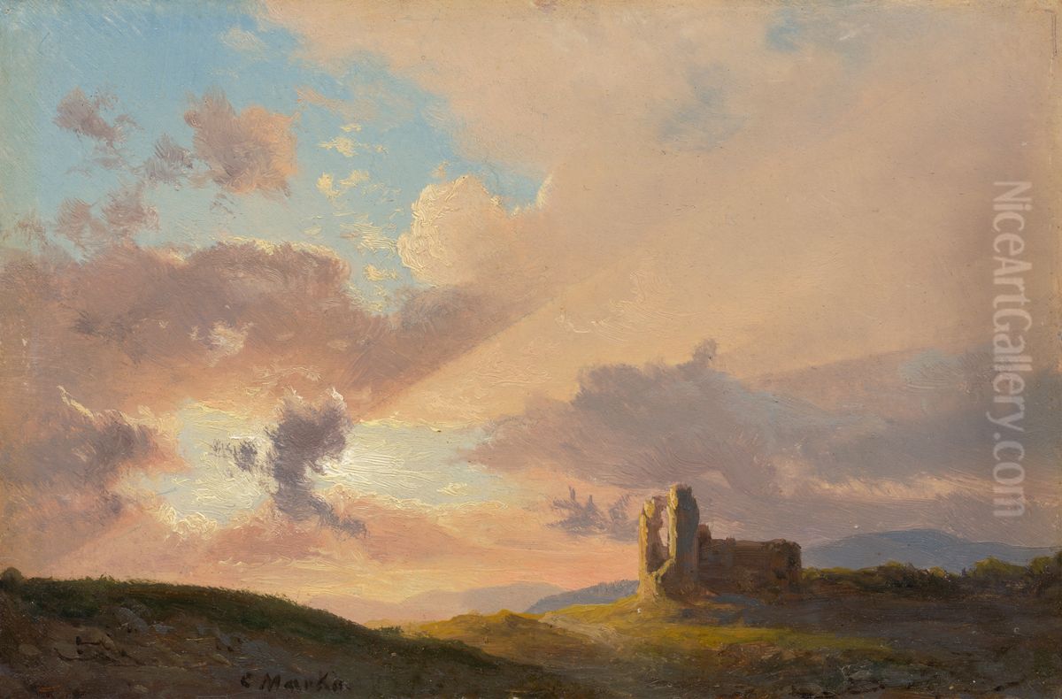 The Ruins at Sunset Oil Painting by Karoly Marko