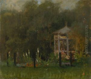 Gazebo in the Park in Strazky. Forest Scenery