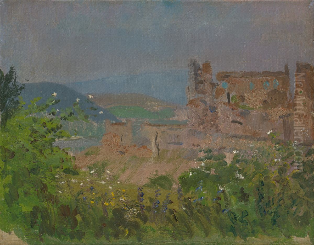 Beckov Castle Oil Painting by Laszlo Mednyanszky