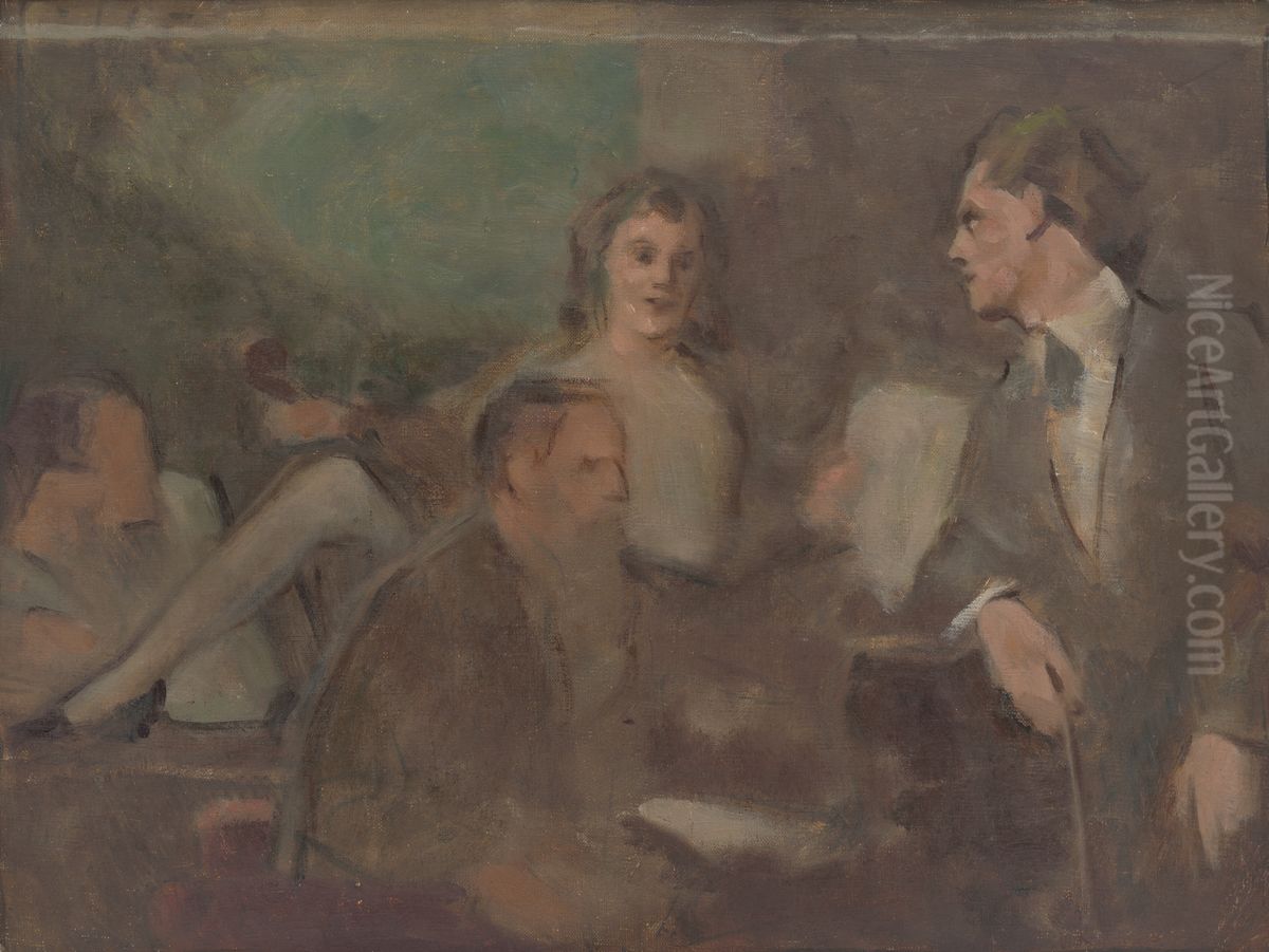 House Concert Oil Painting by Milan Thomka Mitrovsky