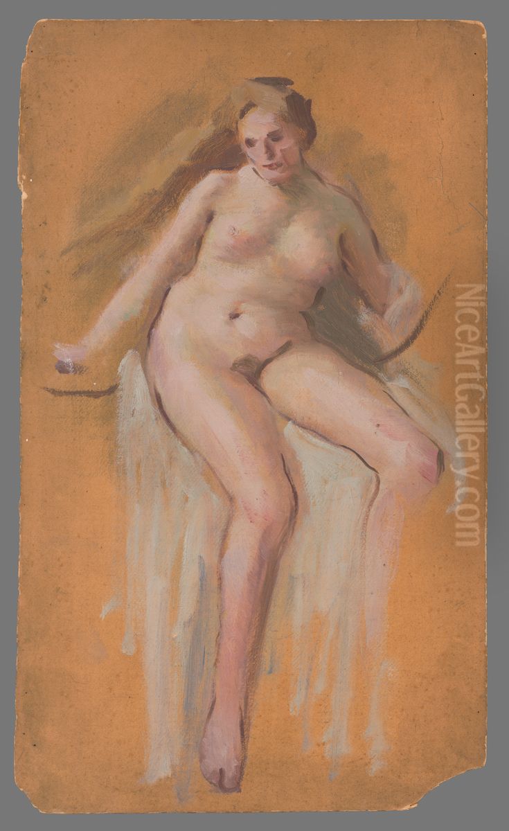 Studia k obrazu Lady Godive Oil Painting by Milan Thomka Mitrovsky