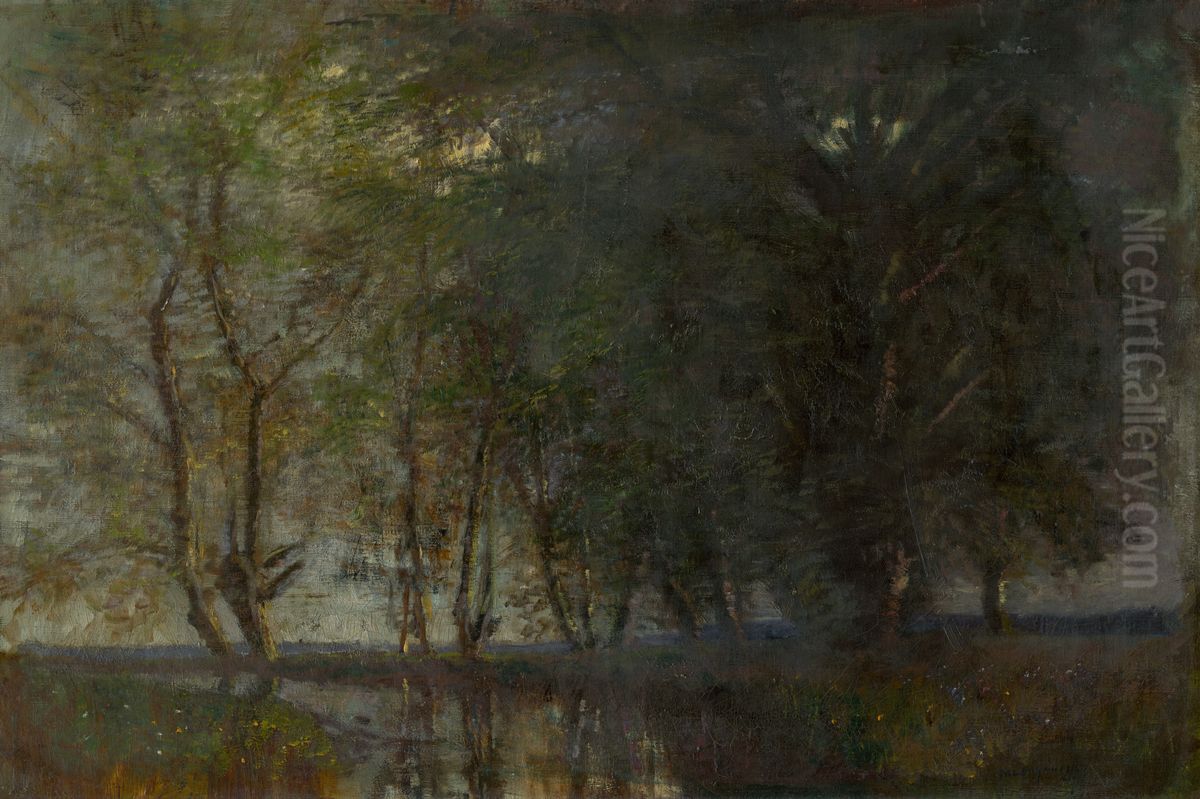 Trees by the Vah Oil Painting by Laszlo Mednyanszky