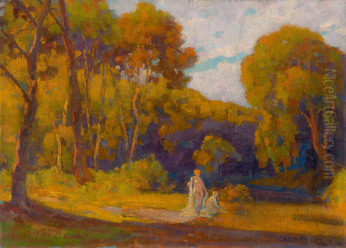 At Sunset Oil Painting by Lajos Csordak