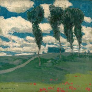 Spring Landscape with Poplar Trees