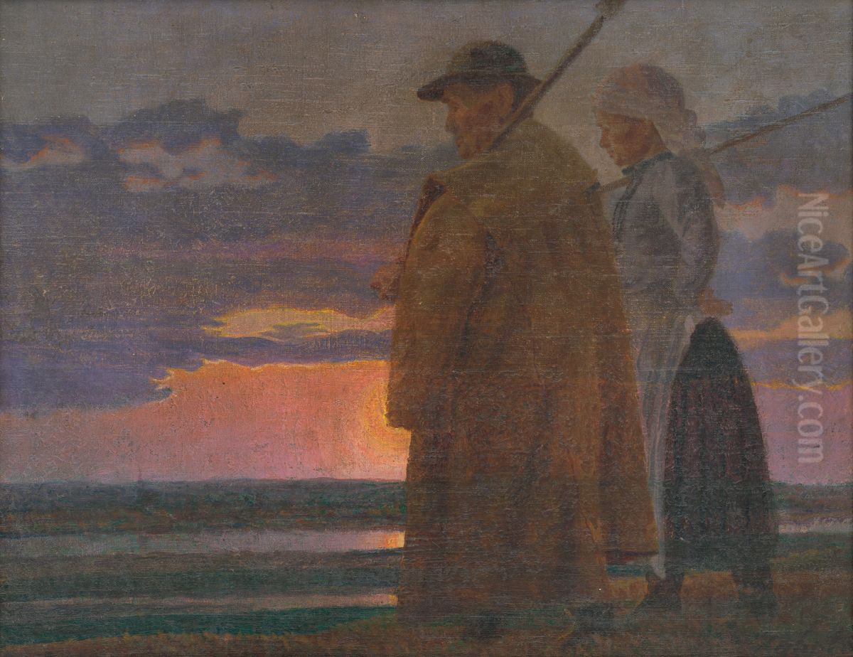 Povratek z dela Oil Painting by Ivan Zabota